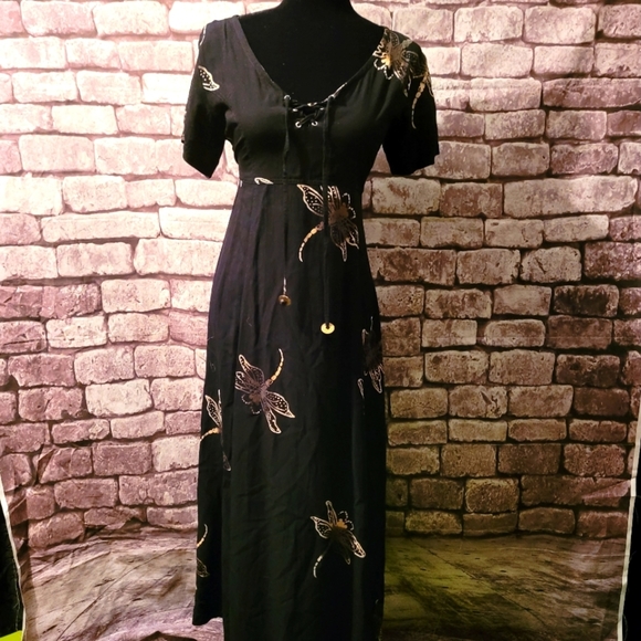 BALI import boho goth hippie maxi dress - Picture 1 of 6